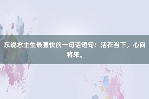 东说念主生最直快的一句话短句：活在当下，心向将来。